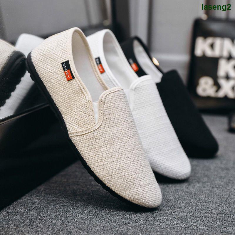 Giày Lười Vải Lanh Thoáng Khí Thời Trang Mùa Hè Cho Nam