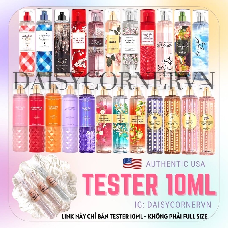 Xịt thơm toàn thân Body Mist Bath and Body Works nhiều mùi