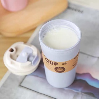 Ly lúa mạch có nắp cắm ống hút 420ml cao cấp