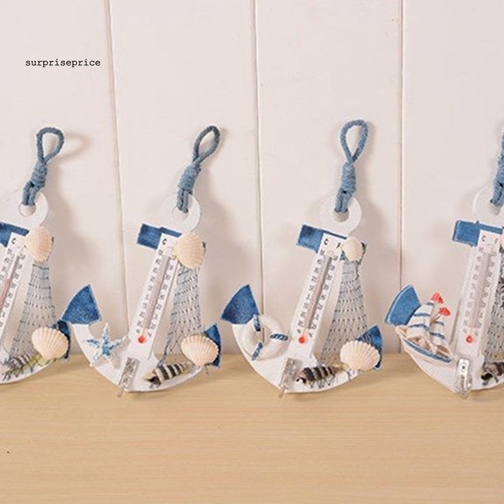 Móc treo tường hình mỏ neo bằng gỗ có nhiệt kế