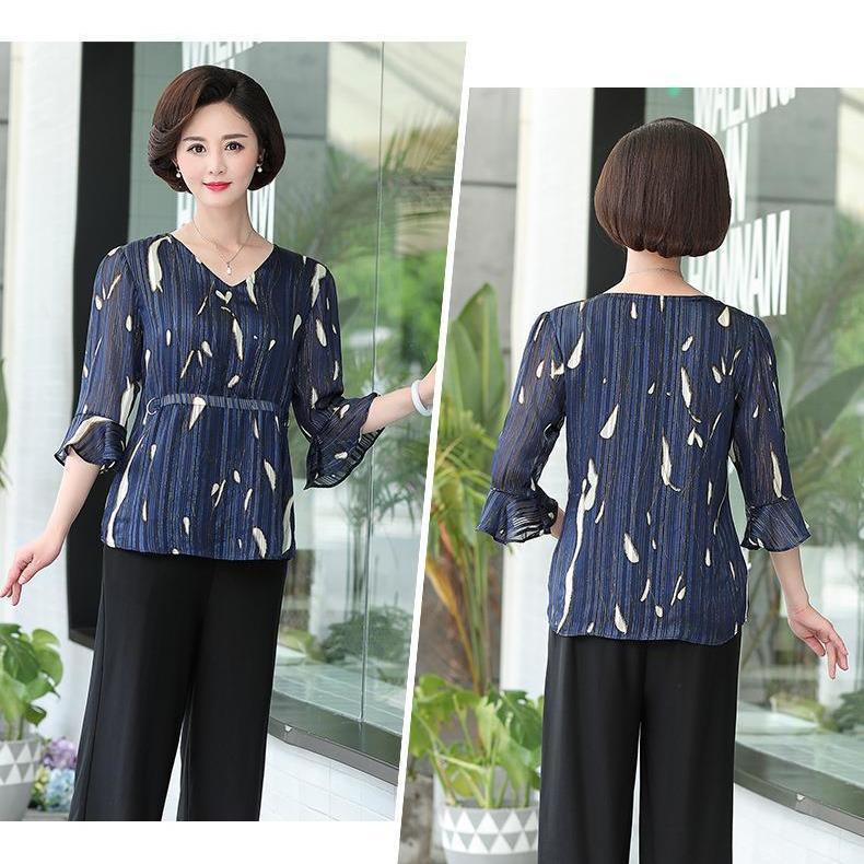 Áo Thun Tay Ngắn Thời Trang Mùa Hè Cho Phụ Nữ Trung Niên