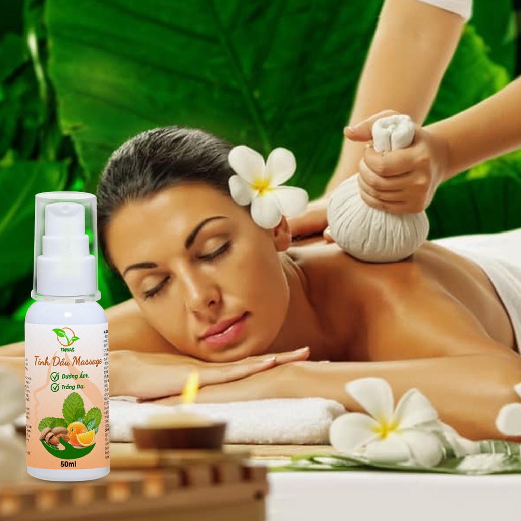 Tinh dầu massage chai 50ml TAMAS, giúp dưỡng ẩm, trắng da, tăng sự đàn hồi cho da, an toàn tuyệt đối,...