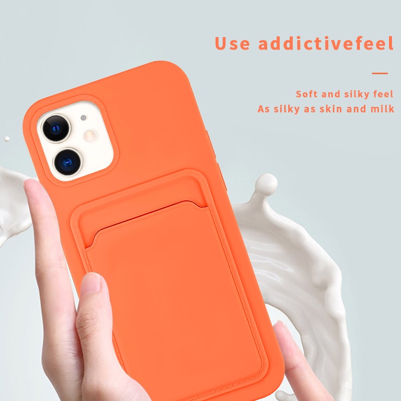 Ốp Điện Thoại Silicone Mềm Chống Sốc Kèm Ngăn Đựng Thẻ Cho iPhone 14 13 pro max 14 plus