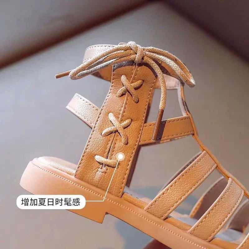 Xăng đan cao su chống trượt hở ngón phong cách La Mã retro dành cho bé gái