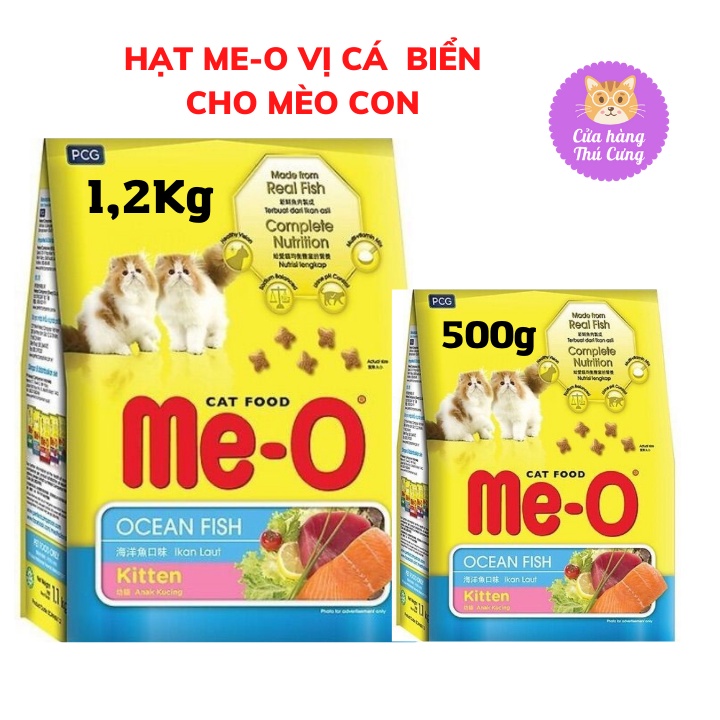 Thức Ăn Cho Mèo Con Hạt Me-O Kitten , Adult Túi 500g Và 1,2 Kg Vị Cá Biển