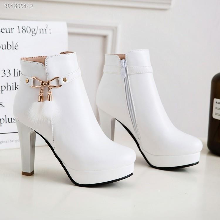 Giày boot cao gót cổ ngắn chống thấm nước thiết kế thời trang cho nữ