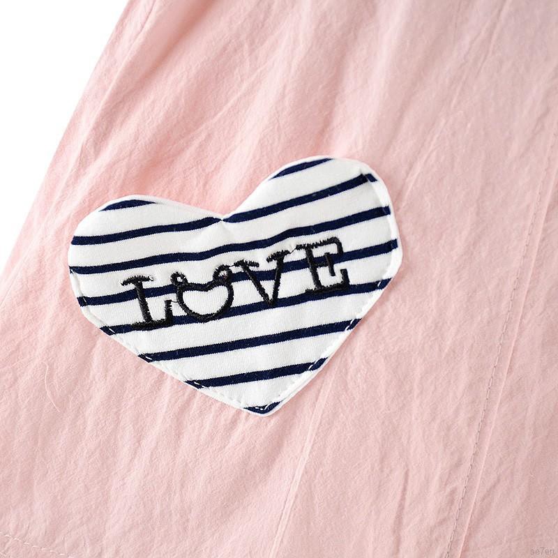 Set áo thun kẻ sọc phối chân váy yếm xinh xắn cho bé gái