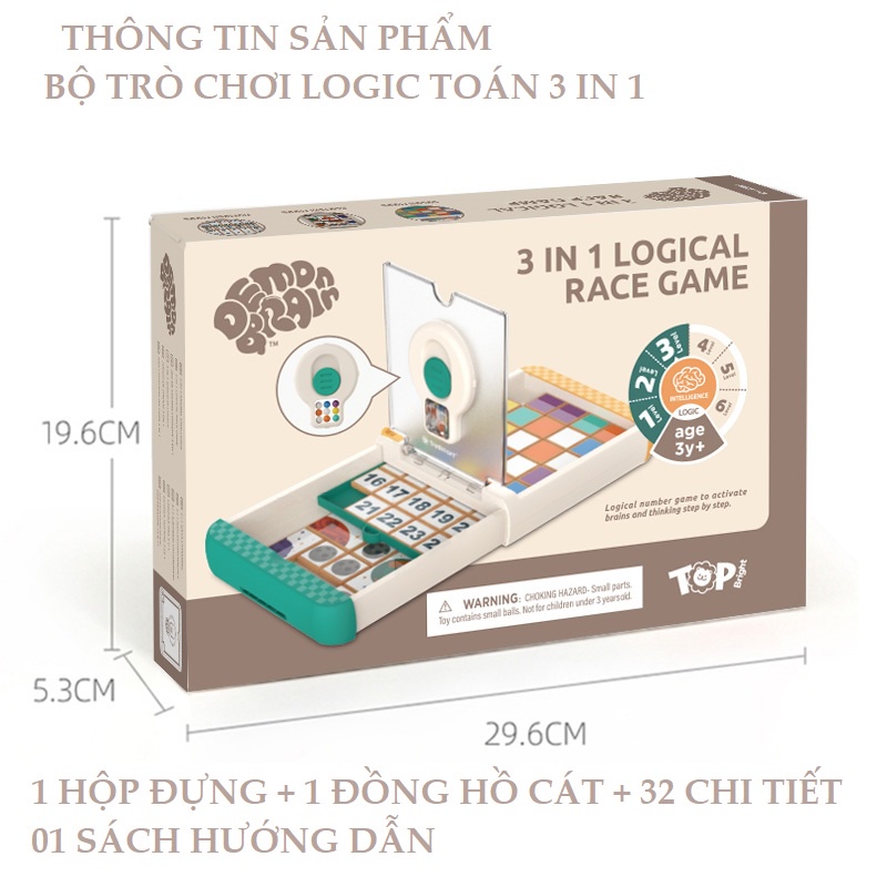 Đồ chơi trí tuệ phát triển trí thông minh cho bé - Bộ đồ chơi 3 in 1 chính hãng TopBright - 3in1 logical race game