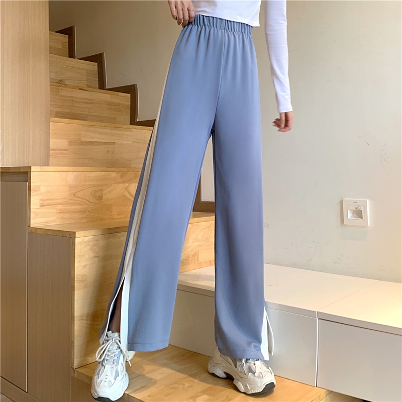 Quần dài lưng cao dáng rộng phong cách thời trang hàn quốc