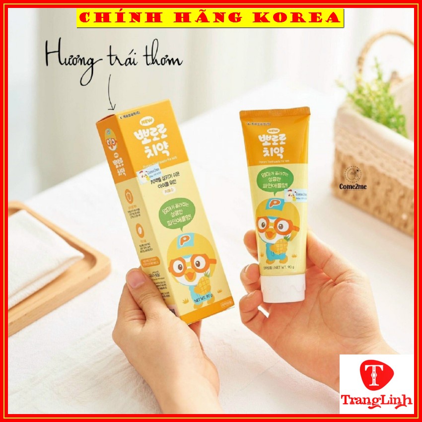 Kem đánh răng trẻ em Pororo, tuýp 90gr - Kem đánh răng cho bé - Chống sâu răng, giúp răng chắc khỏe - tranglinhkorea