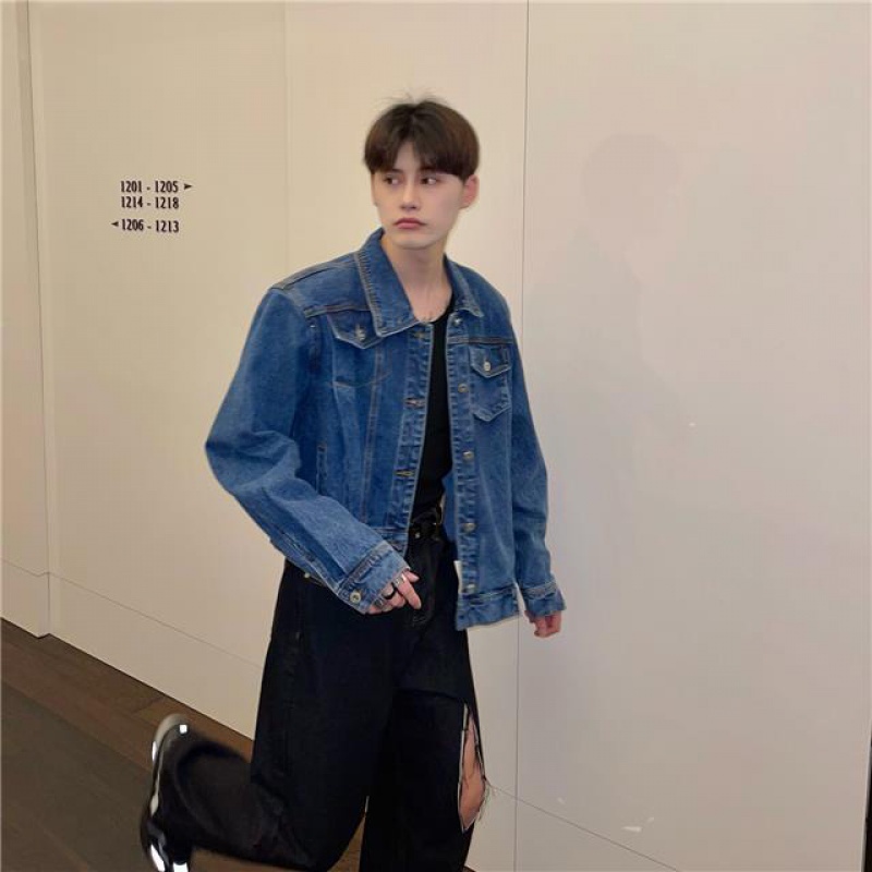 Áo Khoác Denim Dáng Ngắn Phong Cách Hàn Quốc Thời Trang Cao Cấp Cho Nam