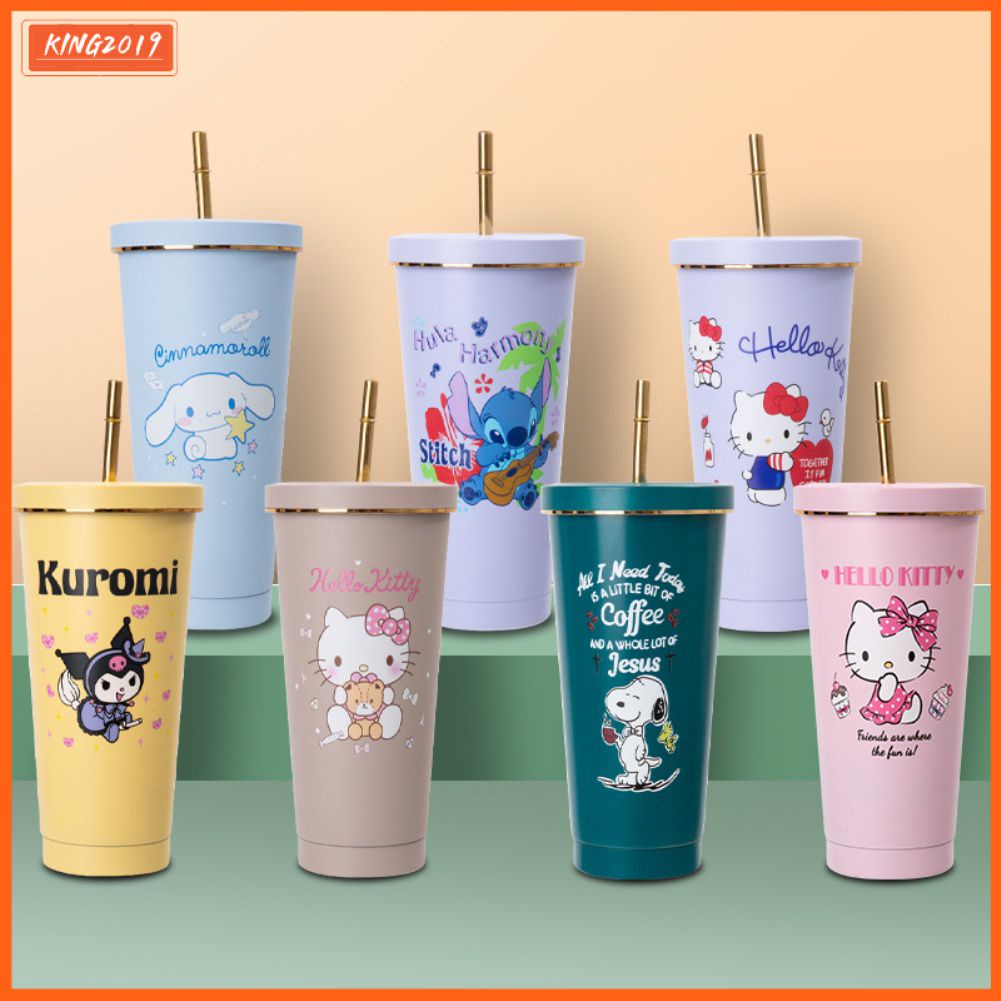 Cá Tuyết 750Ml Hình Hoạt Hình Đáng Yêu Inox Ống Hút Cốc Hello Kitty Cốc Cà Phê Giữ Nhiệt Màu Dành Cho Bé Gái