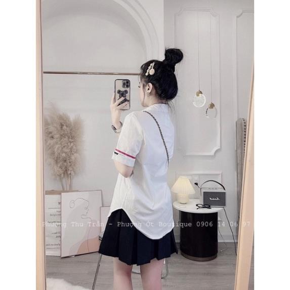 Áo Sơ Mi THOM Tay Ngắn Dáng Rộng Thiết Kế Mới Thời Trang Mùa Hè Phong Cách Hàn Quốc Trẻ Trung Cho Nữ