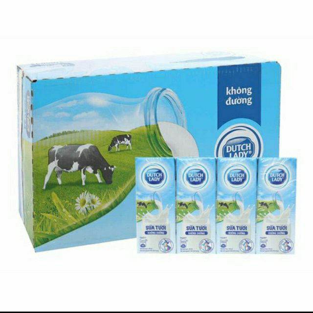 Lốc 4 hộp sữa Dutch Lady không đường 180ml