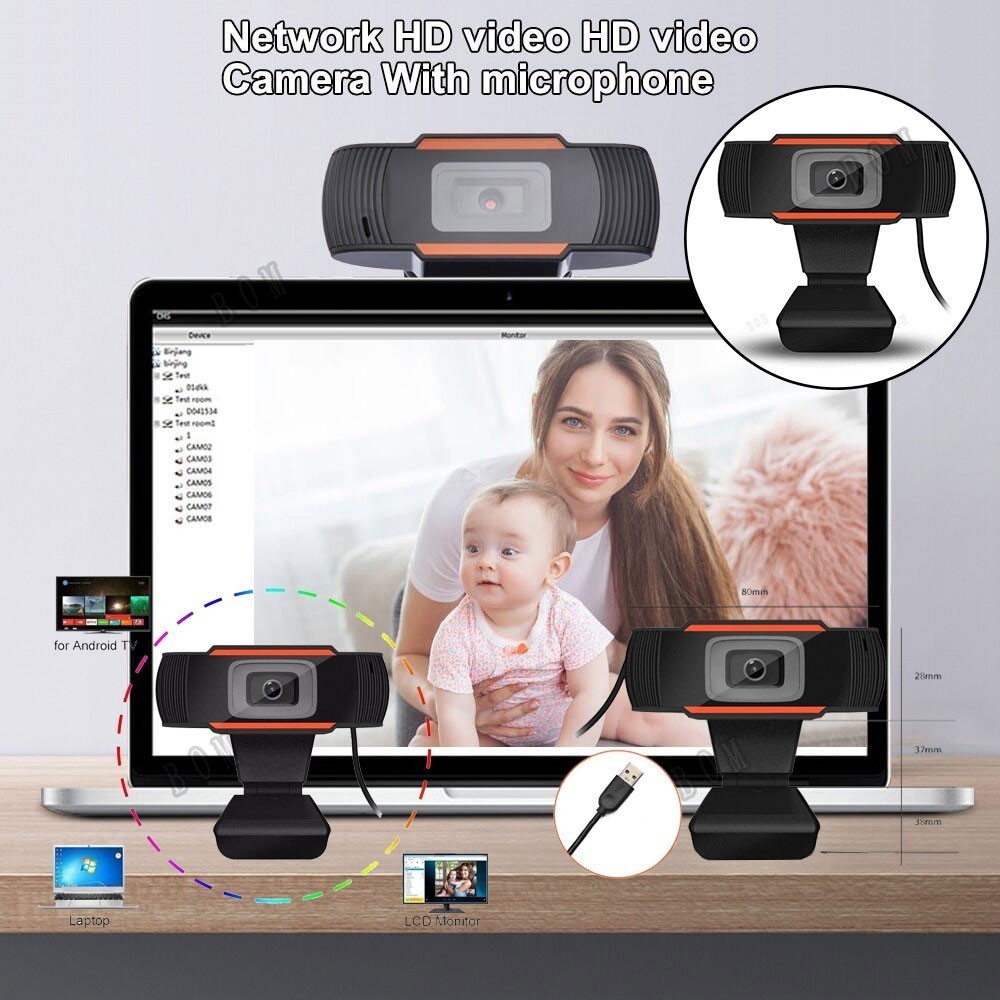 Webcam Mini Chân Kẹp 720 Full HD Có Mic - Hình siêu nét - Webcam Máy Tính - Shopgiare1234