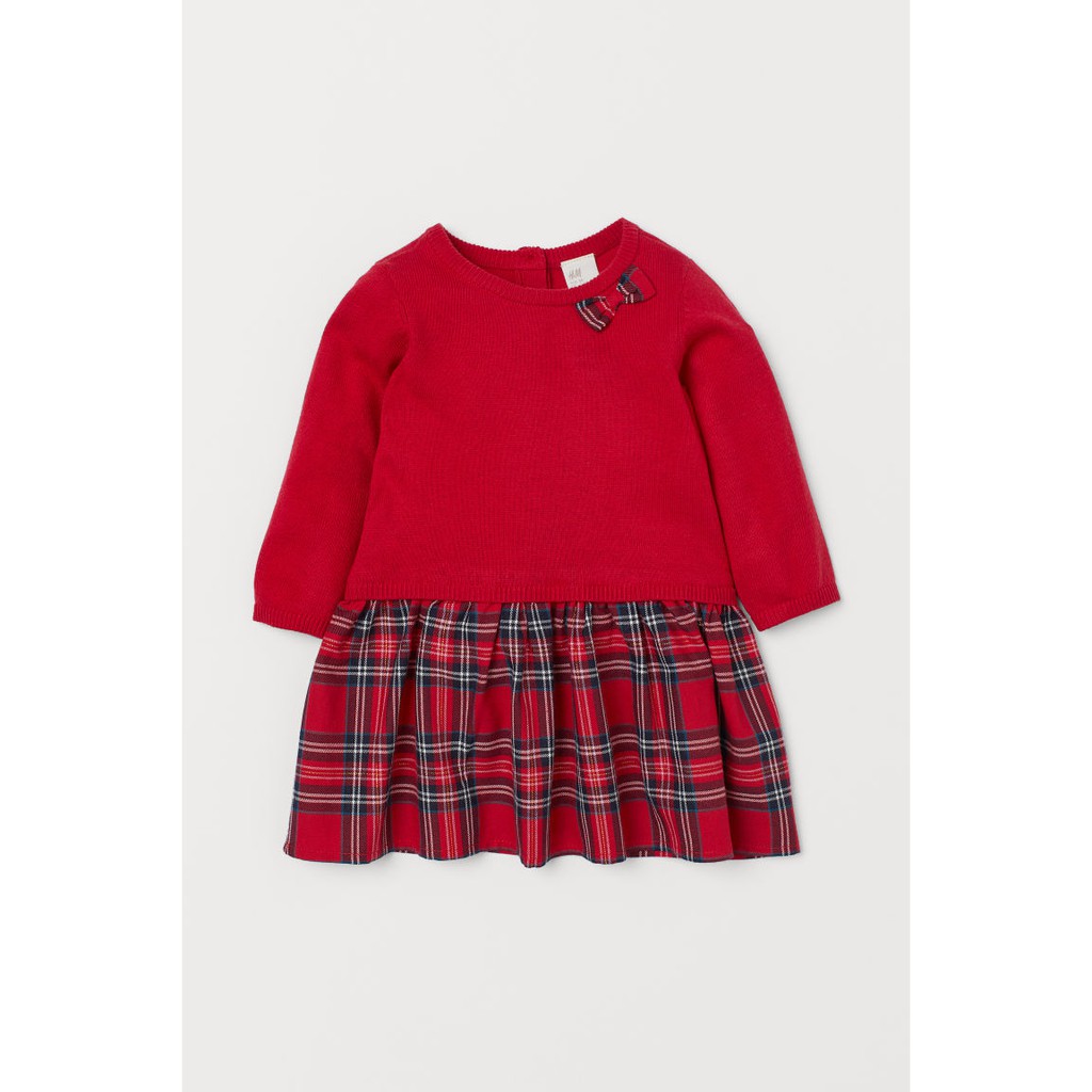Váy len đỏ kẻ caro HM H&M_hàng xách Mỹ