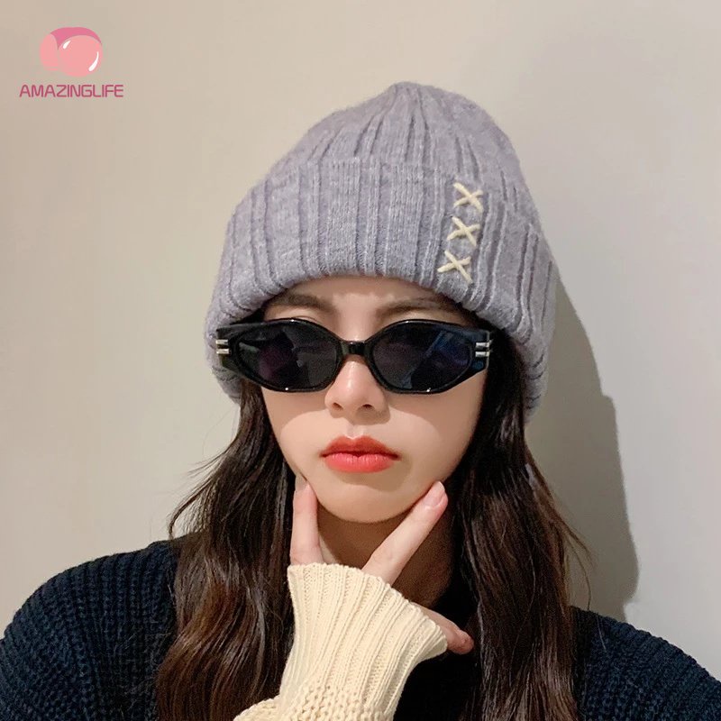 Mũ Len Dệt Kim Phong Cách Hip hop Đường Phố Hàn Quốc Thời Trang Thu Đông Cho Nam Nữ
