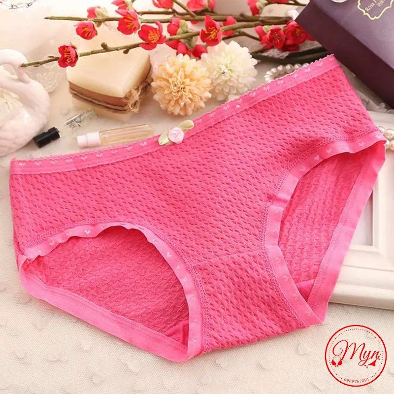 [Mã 12FASHIONSALE1 giảm 10K đơn 50K] QUẦN LÓT COTTON THÔNG THOÁNG MỀM MỊN ĐÍNH NƠ HOA | BigBuy360 - bigbuy360.vn