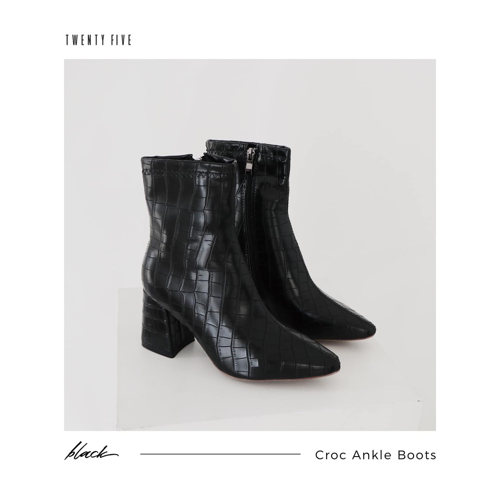 [Mã SKAMLTSM9 giảm 10% đơn 99K] Giày bốt giả da cá xấu - Croc Ankle Boots Twentyfive Studio