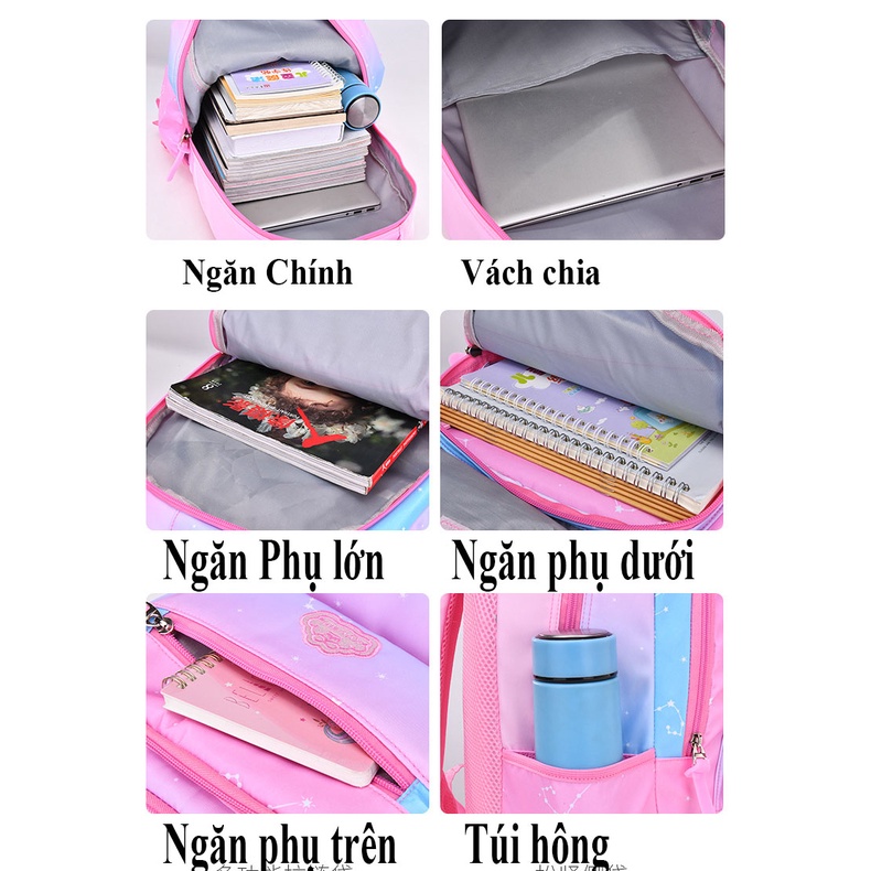 Balo học sinh tiểu học cặp đi học nữ cấp 1, cấp2, 3 sinh viên chống gù lưng dễ thương