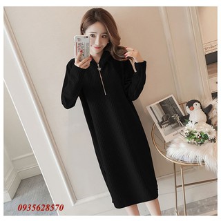 Váy bầu thu đông có mũ trùm đầu