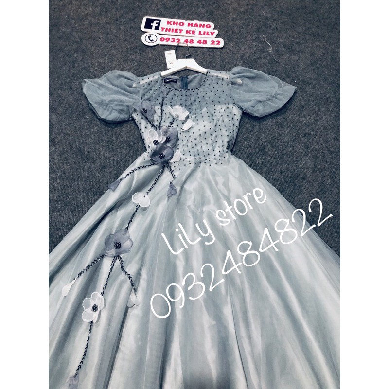 ẢNH VÀ VIDEO THẬT 1000% Đầm xoè tay phồng kết hoa thủ công