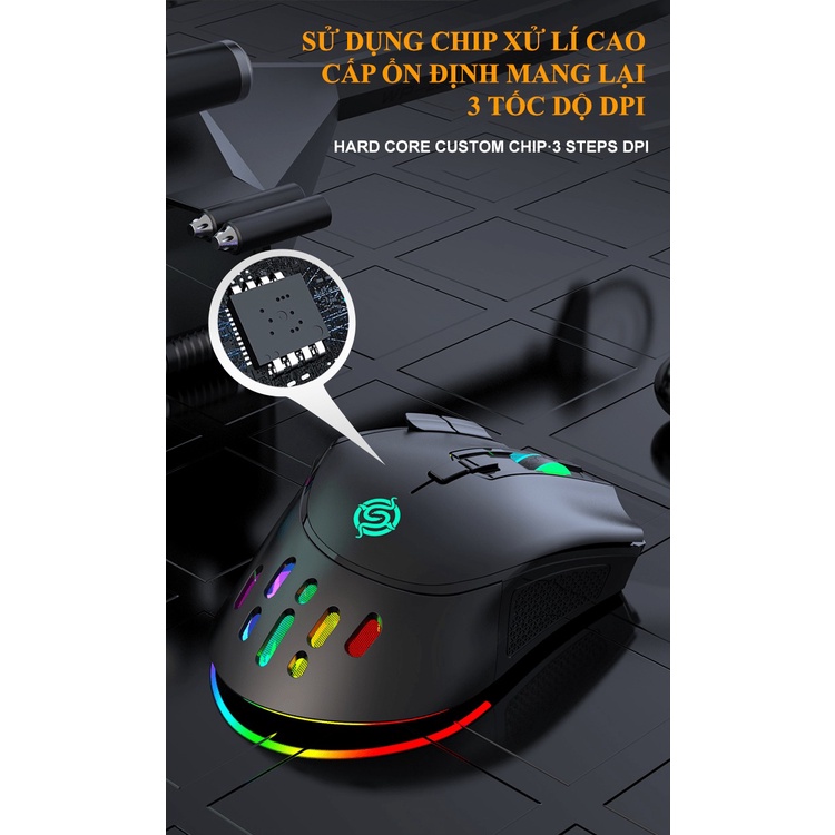 Chuột không dây K-snake BM-520 kết nối bằng chip USB 2.4GHz có led RGB nhiều chế độ màu và độ DPI lên đến 3200DPI - VL
