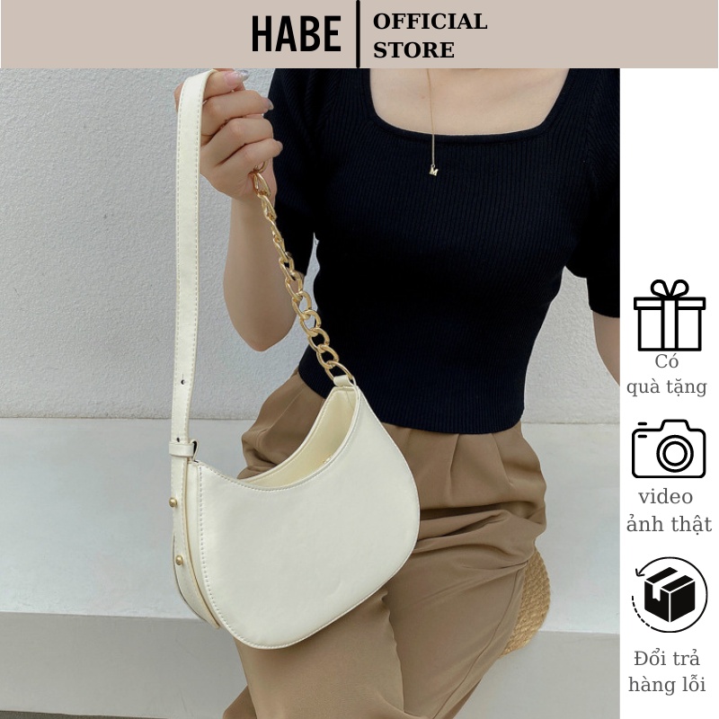 Túi xách nữ đeo chéo hình bán nguyệt đẹp phong cách Hàn Quốc đeo đi chơi HABE