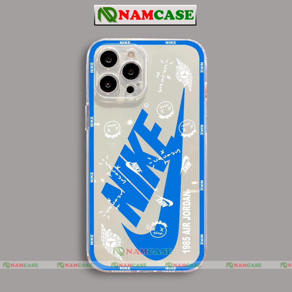 Ốp lưng iPhone Nike chống sốc cạnh viền vuông Silicon trong suốt cho iphone 6/6s/7/8/X/XS/11/12/13/14 Pro Plus Max