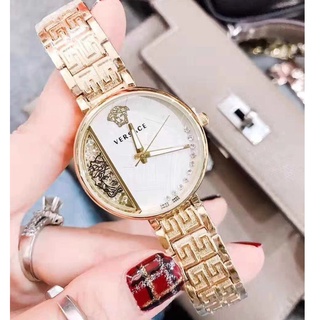 Đồng hồ thạch anh không gỉ thông thường thời trang Versace Medusa Diamond dành cho nữ Jam Tangan Wanita
