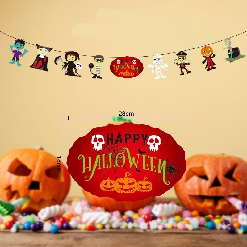 Dây Cờ Treo Tường Họa Tiết Chữ Happy Halloween Trang Trí Nhà Cửa