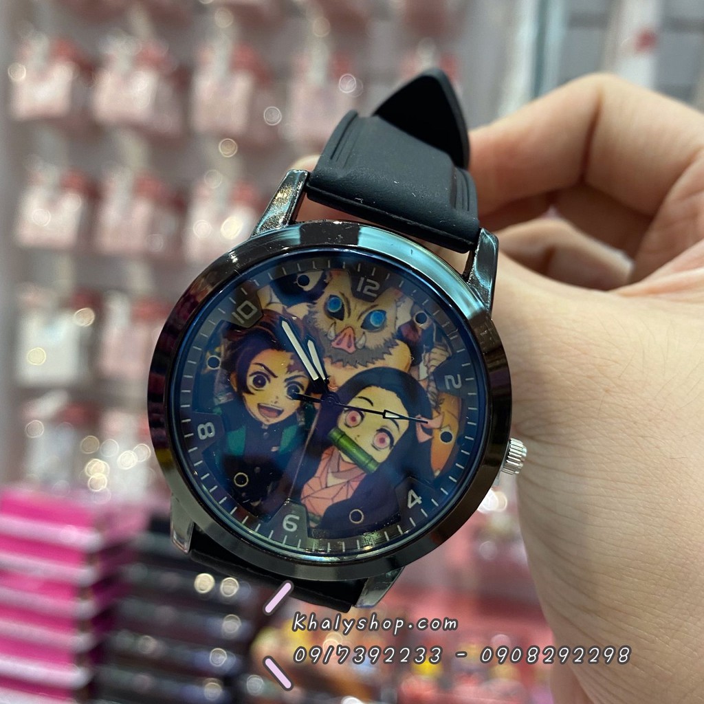 Đồng hồ tròn kim đeo tay hình Kimetsu (Thanh gươm diệt quỷ) màu đen siêu hot cho các bé | BigBuy360 - bigbuy360.vn