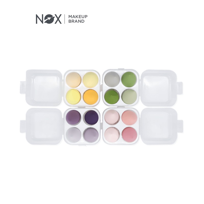 Bộ 4 mút tán trang điểm NOX không chứa latex cho phấn khô và kem dạng lỏng tạo lớp nền hoàn hảo
