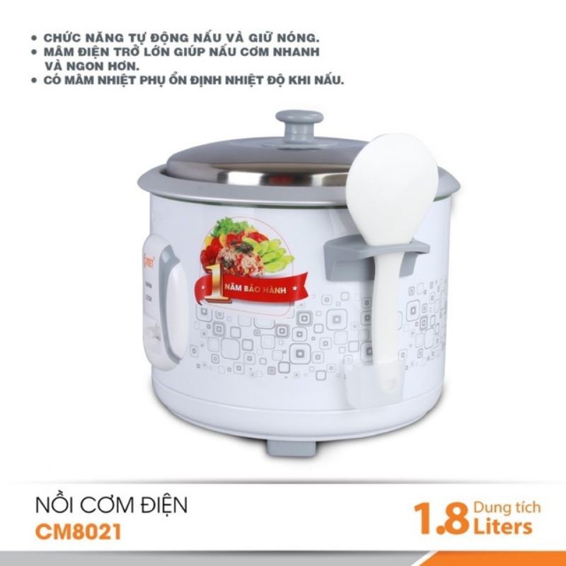 Nồi Cơm Điện Nắp Rời Comet Cm 8021 1.8L - Hàng Chính Hãng - Bảo Hành 12 Tháng