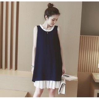 Đầm bầu suông cổ bèo 2 lớp