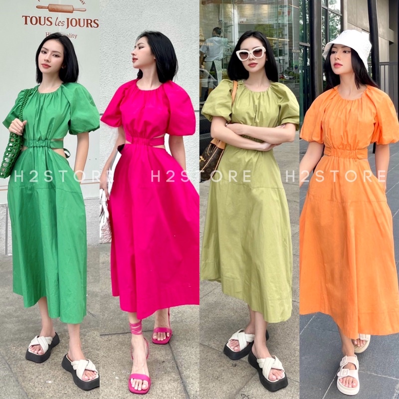 ĐẦM TAY PHỒNG KHOÉT EO - QA01319