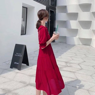 Đầm đỏ cổ bèo 3 tầng(ảnh thật cuối)