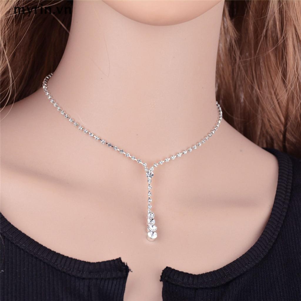 1 Set Vòng cổ Và Bông Tai Đính Đá Sang Trọng Cho Cô Dâu