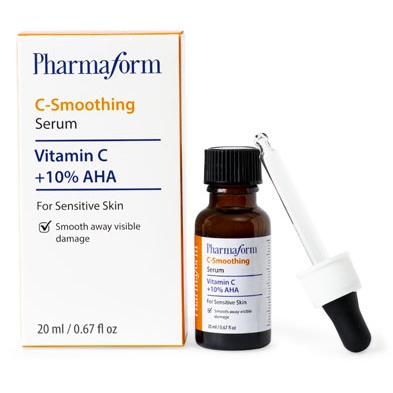 Tinh chất Làm Đều màu da và giảm nếp nhăn Pharmaform C Smoothing Serum Chứa 10%AHA và Vitamin C 30ml