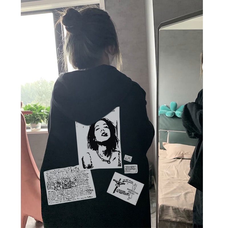 NRVP Áo Hoodie Nữ Tay Dài Dáng Rộng Thời Trang Phong Cách Hàn Quốc