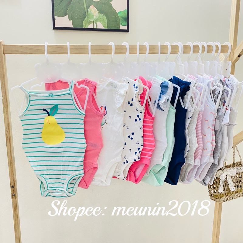 Body chip ba lỗ 2 dây cánh tiên bé gái LỖI B xuất dư chất liệu cotton (size 6m: 5-6kg)