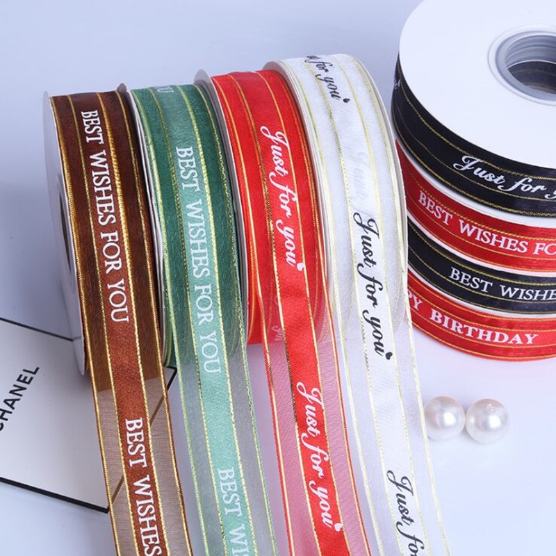 Cuộn Dây Ruy Băng Lụa Chữ "Forever love và Bwfy" Rộng 2.5cm Dài 45m Trang Trí Hộp Quà Sinh Nhật
