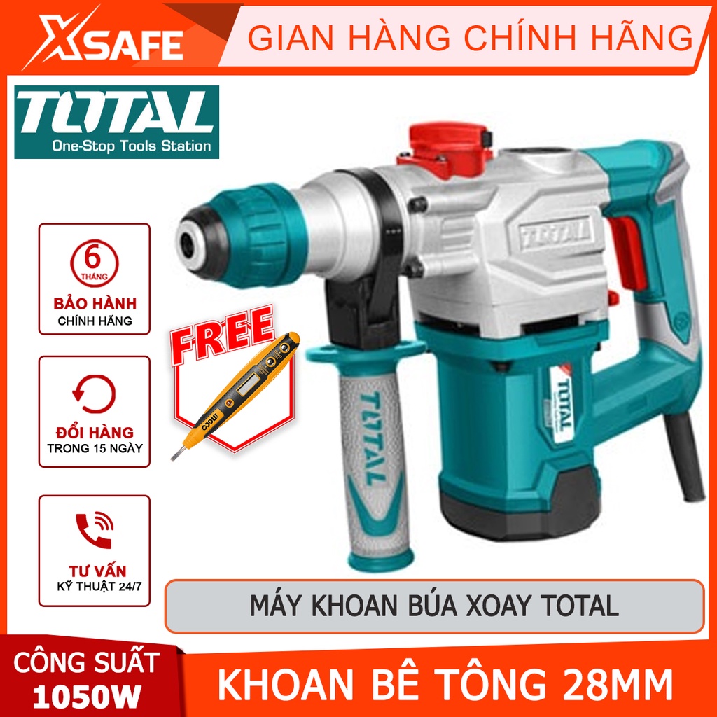 Máy khoan búa xoay TOTAL TH110286 | máy khoan cầm tay nguồn vào 1050W năng lượng tác động 5J tỷ số tác động 4000 / phút