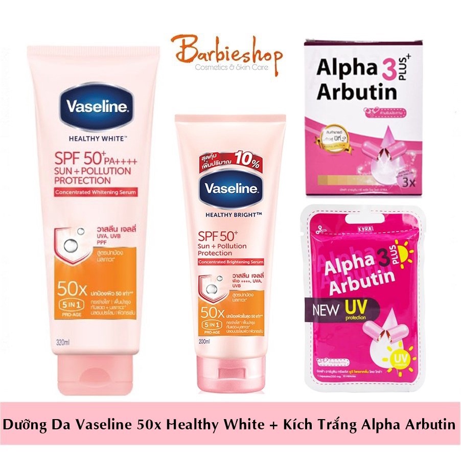 DƯỠNG THỂ VASELINE HEALTHY WHITE SERUM 50X SPF 50++ 320ML VÀ 200ML MẪU MỚI