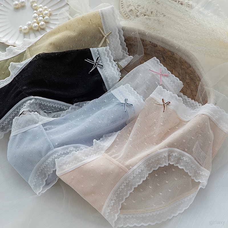 Quần Lót Cotton Lưng Vừa Phối Ren Quyến Rũ Cho Nữ