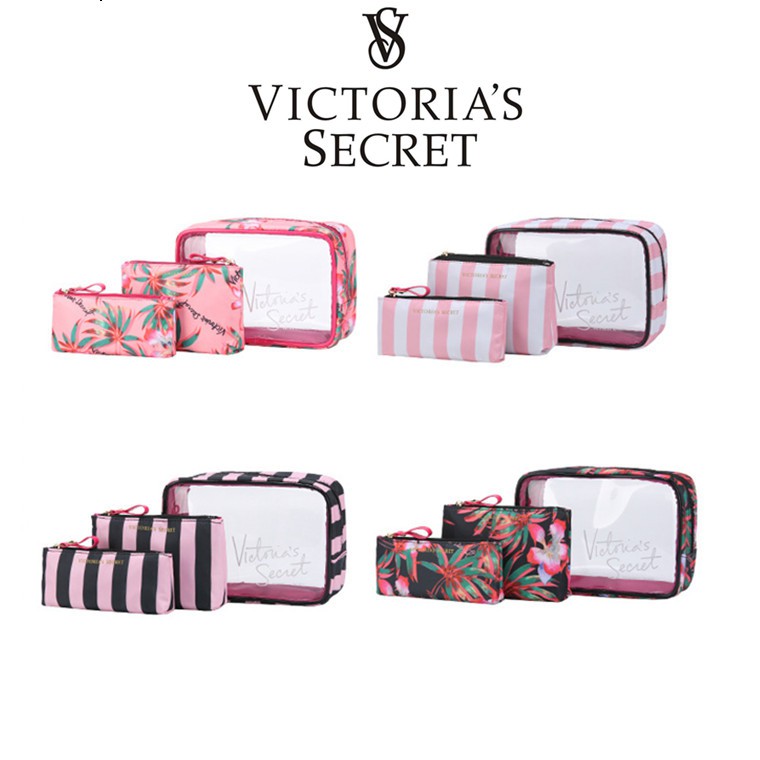 Victoria secret bộ 3 túi đựng mỹ phẩm chống thấm nước thời trang