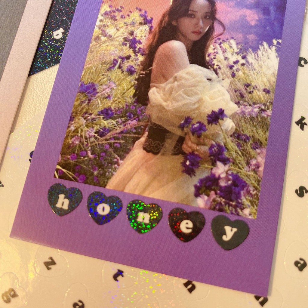 Steve Hình Dán Trang Trí Thẻ Ảnh Polaroid Họa Tiết Chữ Cái Trái Tim Lấp Lánh Phong Cách Hàn Quốc