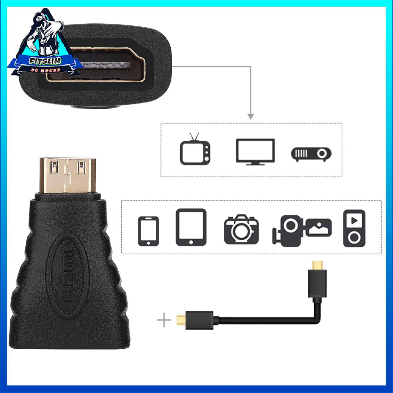 Bộ chuyển đổi HDMI Nữ sang Mini HDMI Nam Đầu nối tấm vàng Bộ chuyển đổi HDMI nhỏ