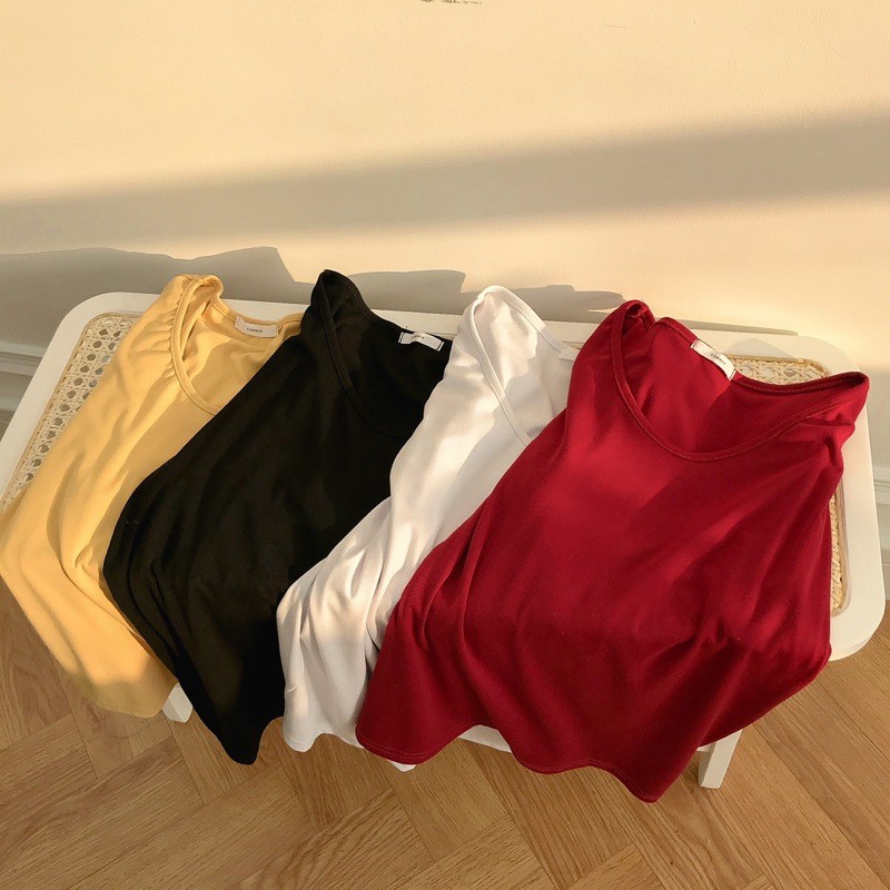 LEN clothing Áo thun trơn ngắn tay mùa hè 4 màu 7987
