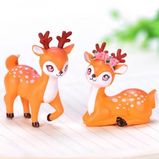 2 Chiếc Micro Phong Cảnh Tiện Ích Hoạt Hình Dễ Thương Động Vật Sika Hươu Làm Vườn Cây Phụ Kiện Nhựa Thủ Công